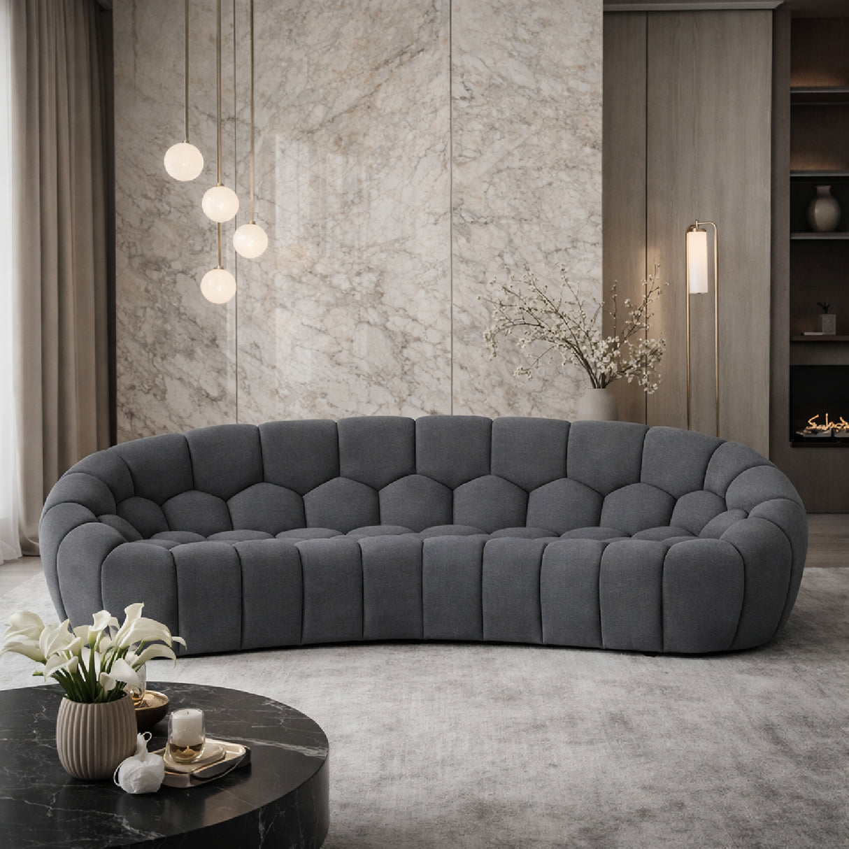 Hexagonal-Tufted Curved Sofa | Oroa.com