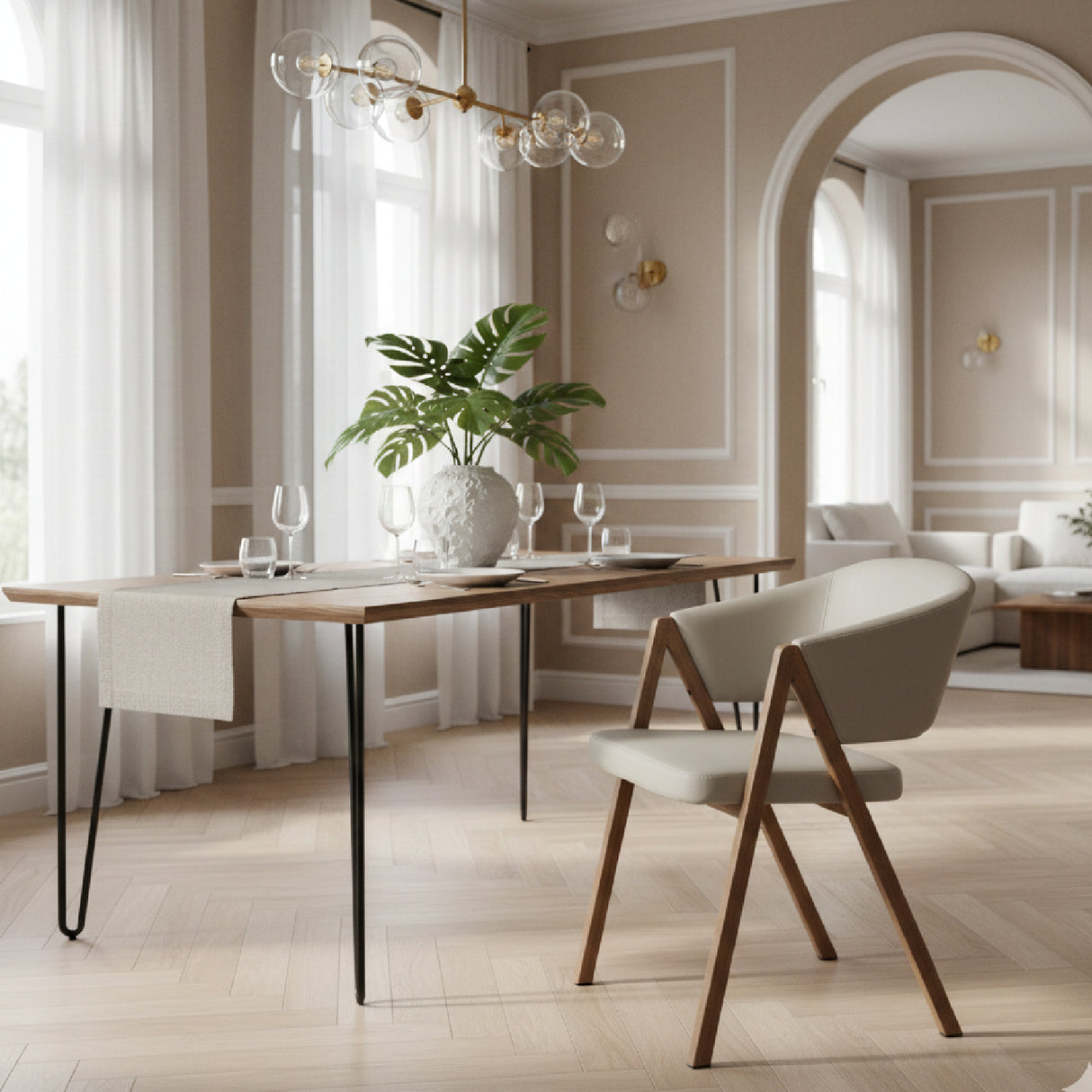 Curved Vegan Leather Dining Chairs (2) | Oroa.com