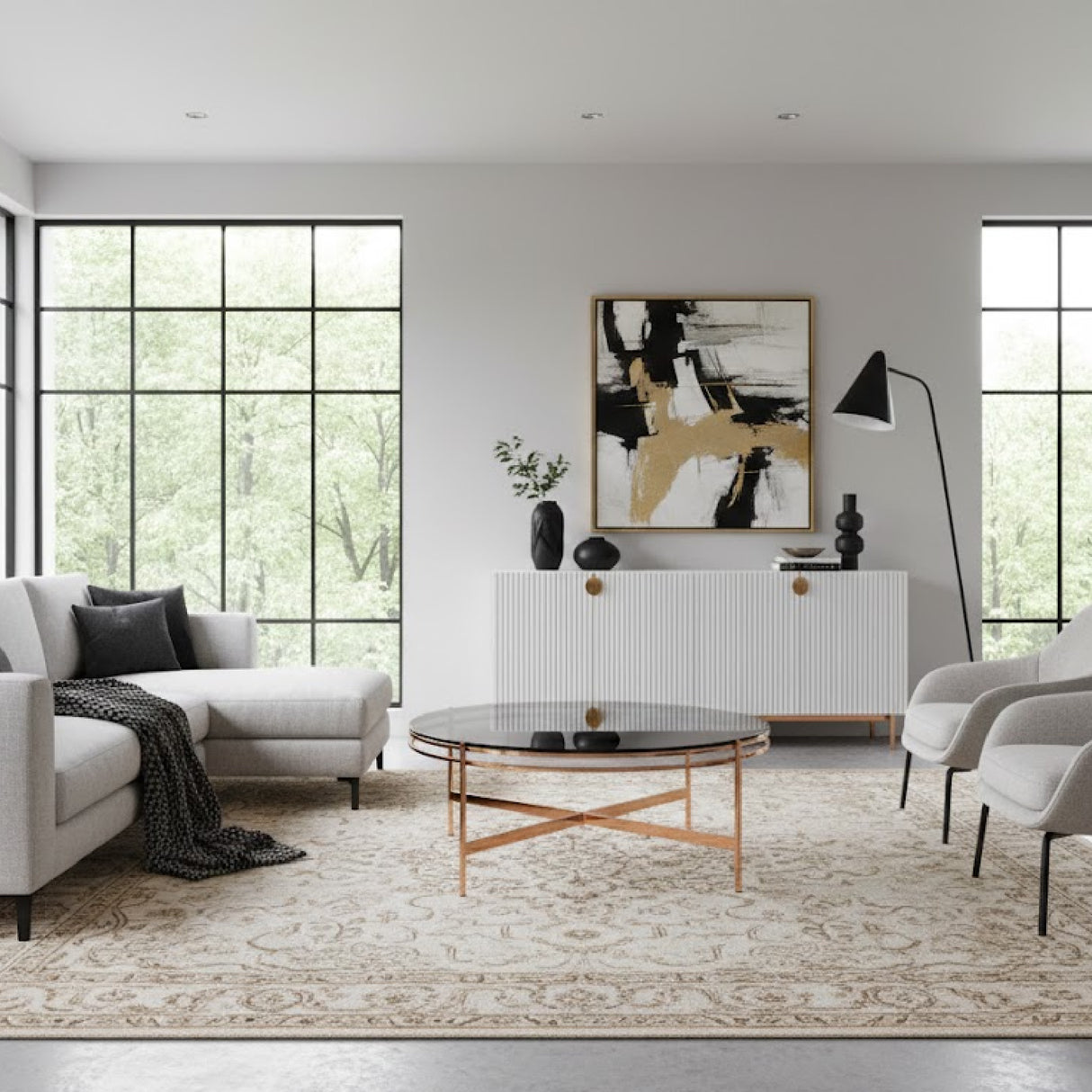 Round Smoked Glass Coffee Table | Oroa.com