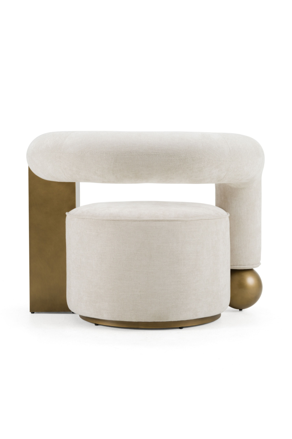 Antique Brass Beige Accent Chair | Oroa.com