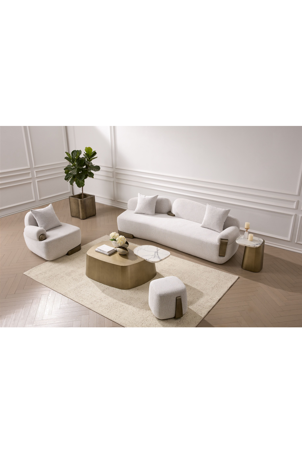 White Fabric Ottoman | Oroa.com