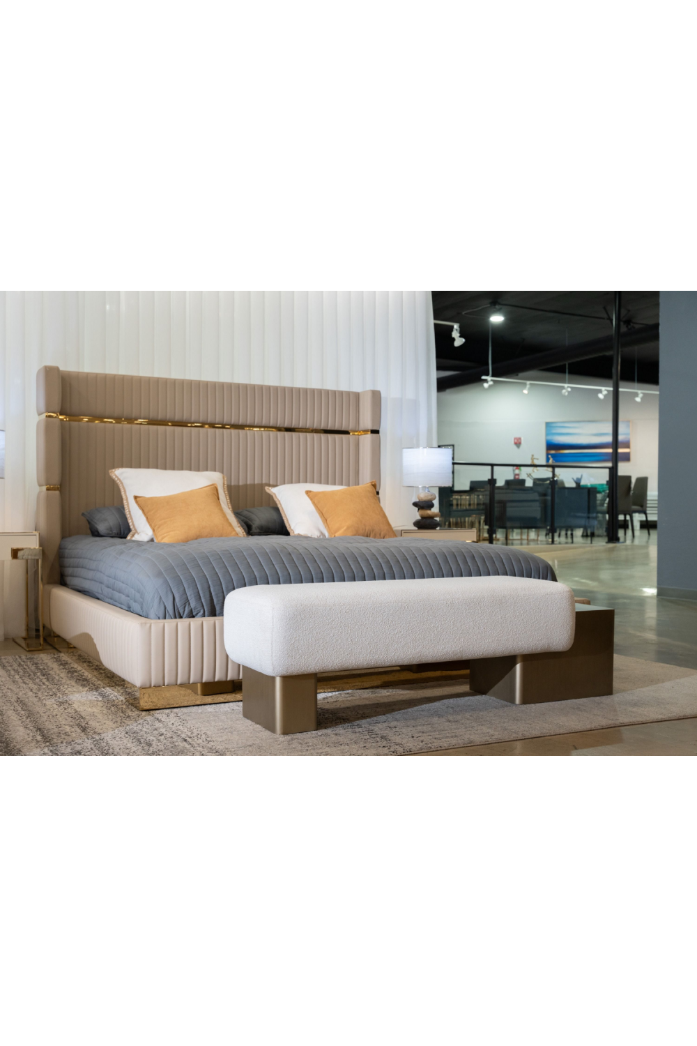 White Fabric Bench | Oroa.com