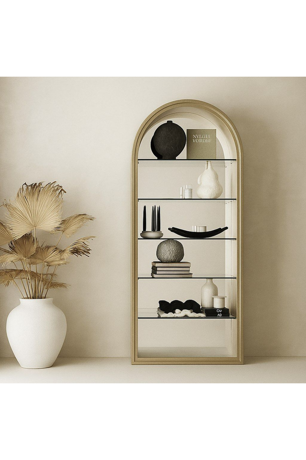 Antique Brass Arched Bookcase | Oroa.com
