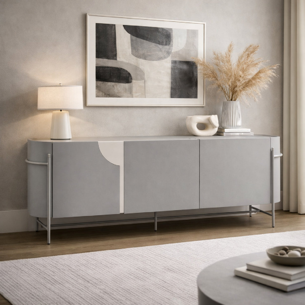 Matte Gray 3-Door Sideboard | Oroa.com