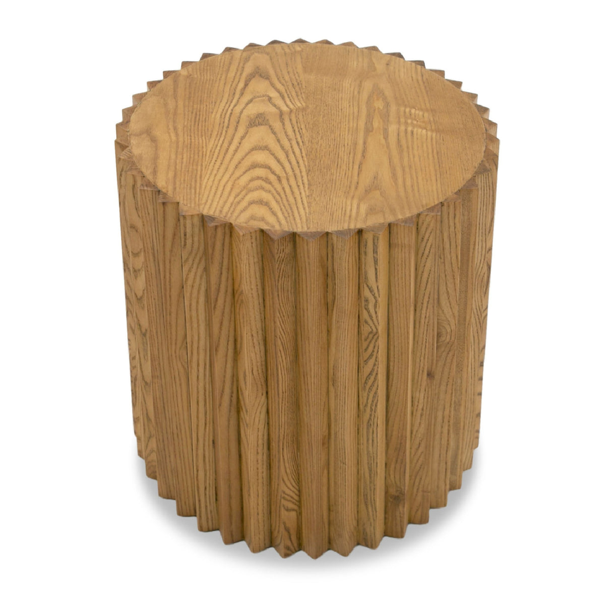 Reeded Walnut Round End Table | Oroa.com