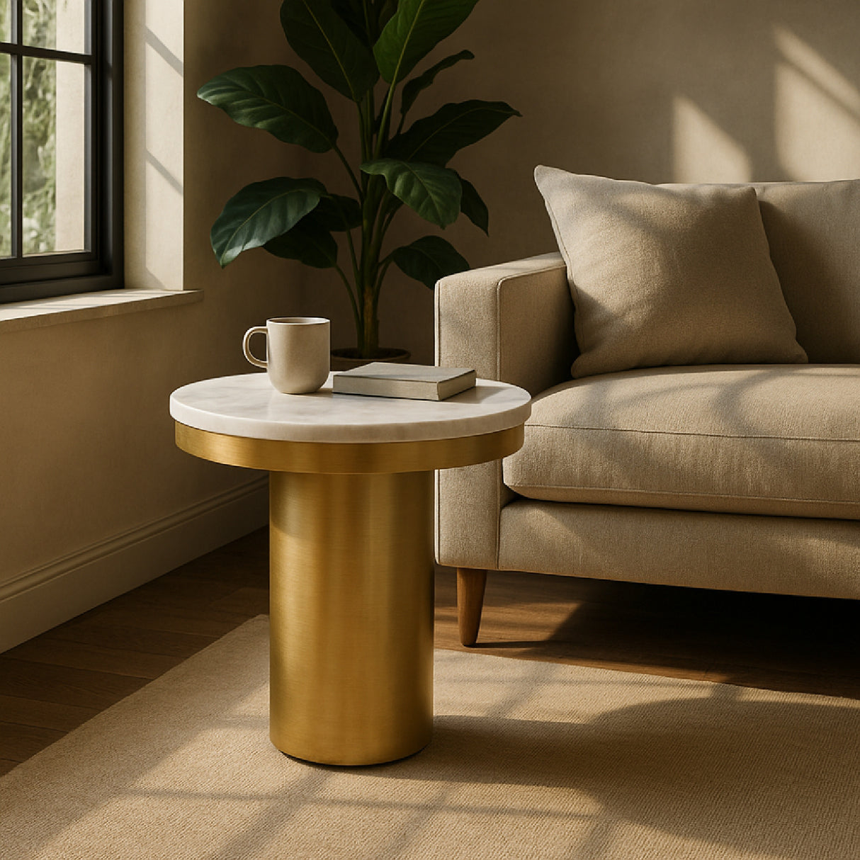 White and Gold End Table | Oroa.com