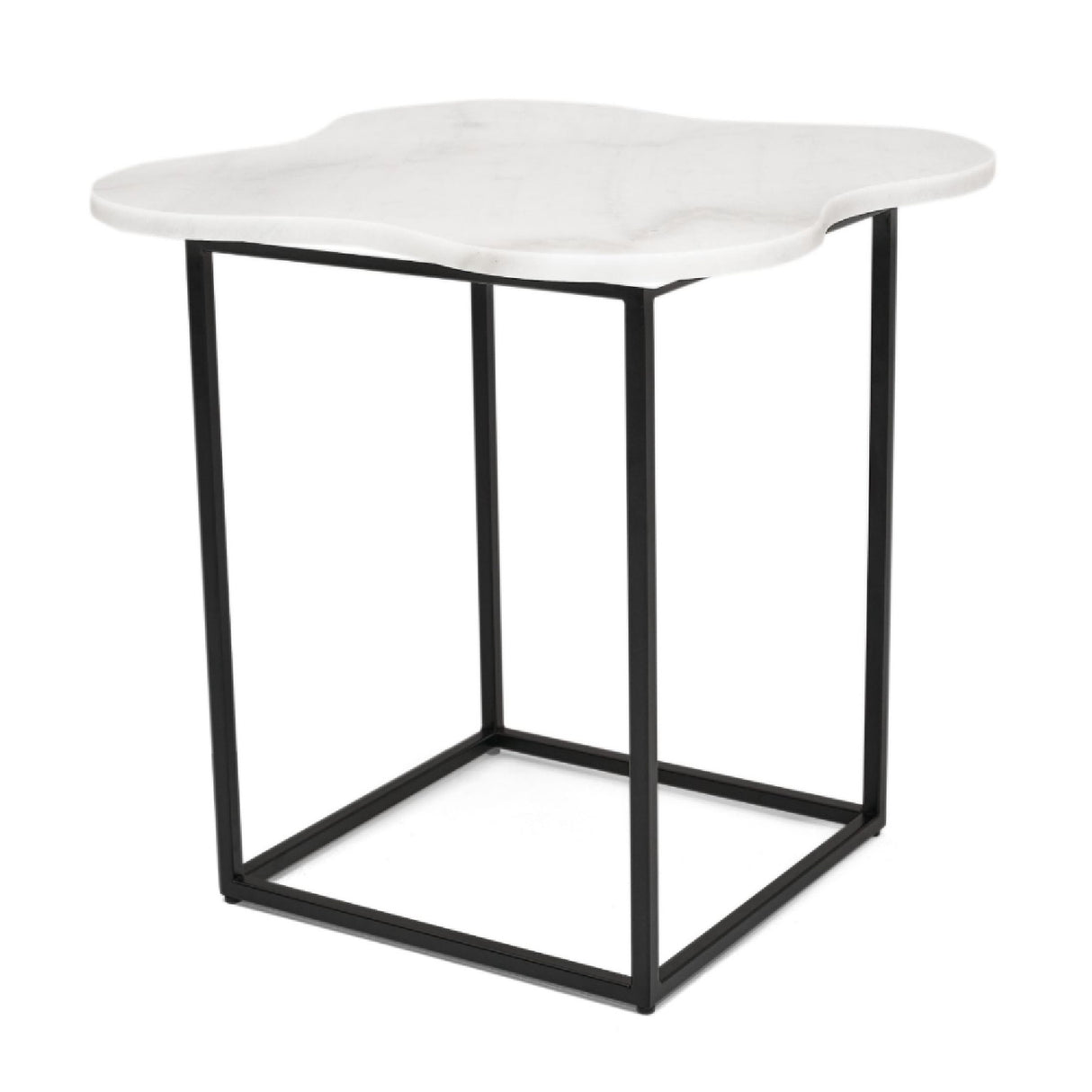 Organic-Shaped White Marble End Table | Oroa.com
