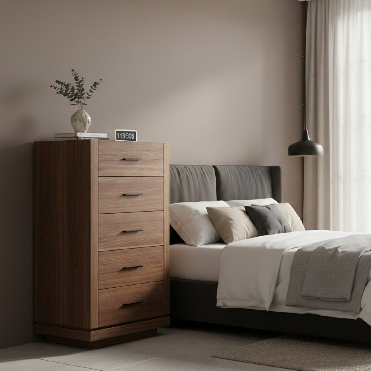 5-Drawer Walnut Chest | Oroa.com