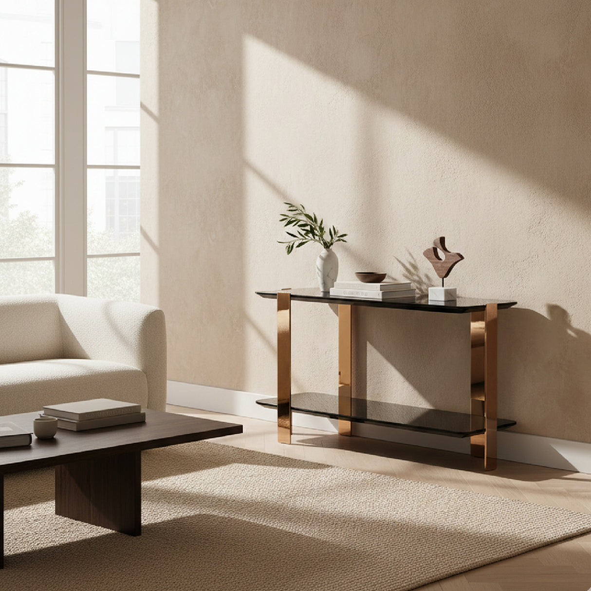 2-Layer Ebony Console Table | Oroa.com