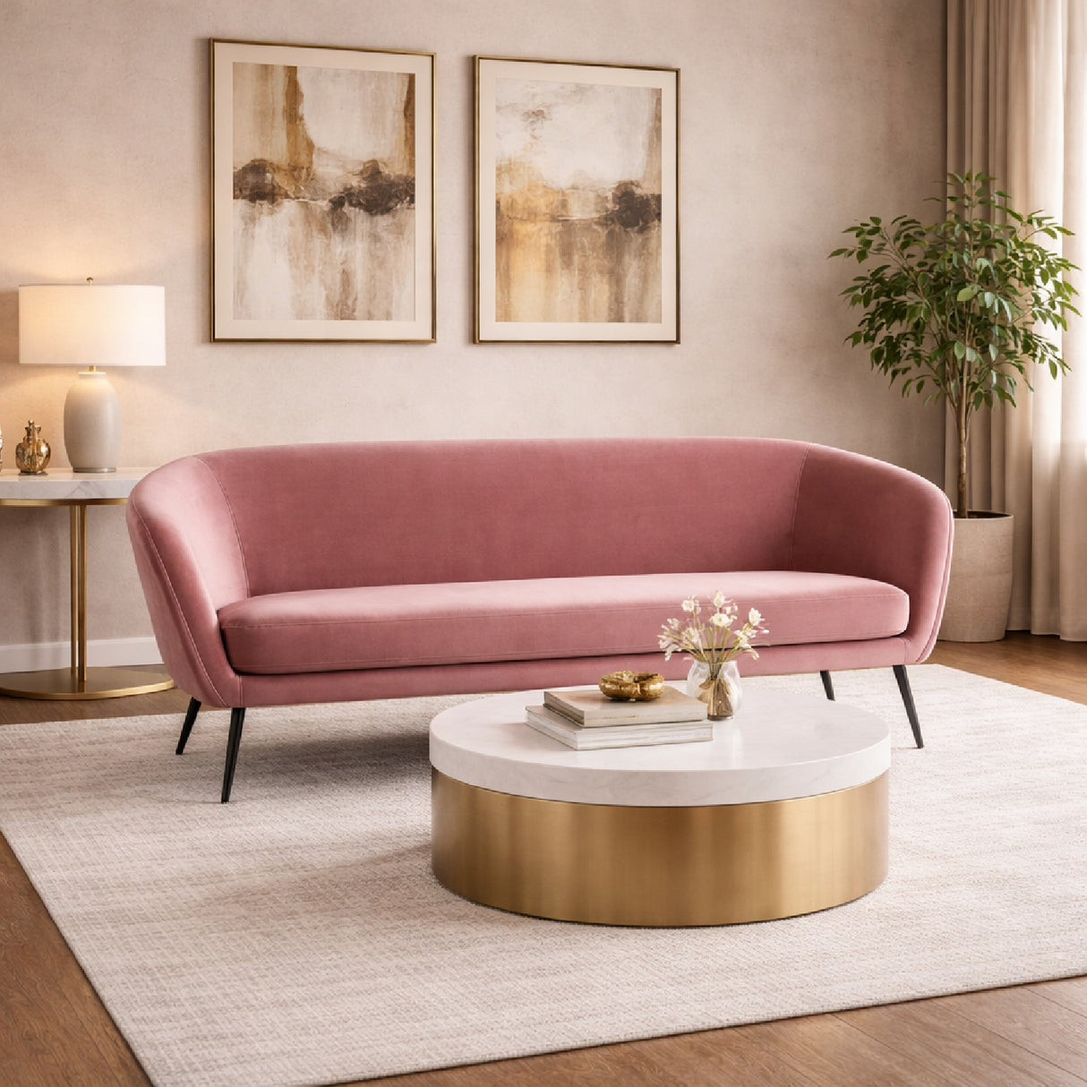 Pink Sloped-Arm Sofa | Oroa.com