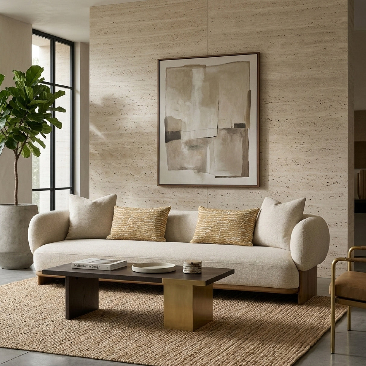 Beige Flared-Arm Sofa | Oroa.com