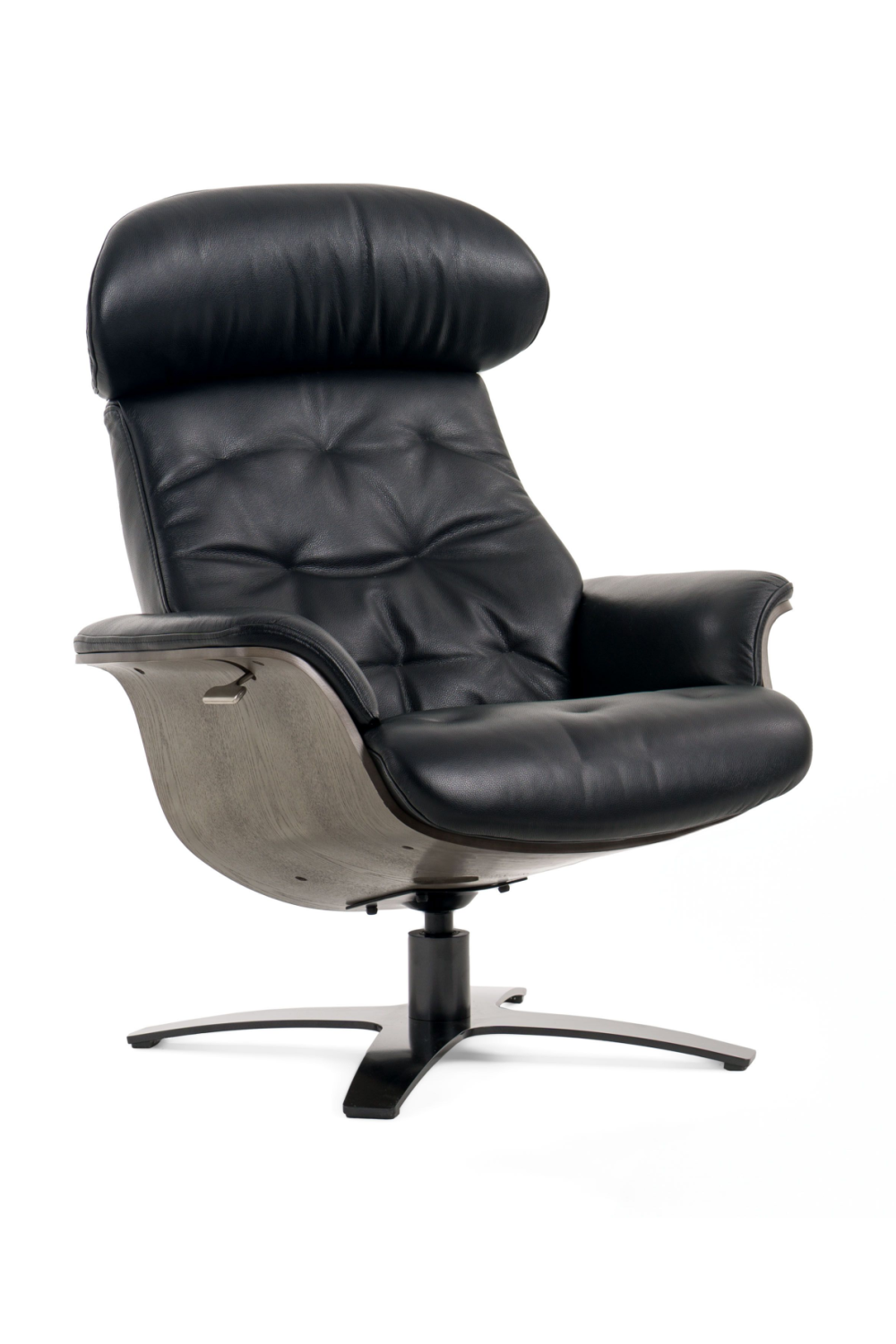 Black Leather Lounge Chair & Ottoman | Oroa.com