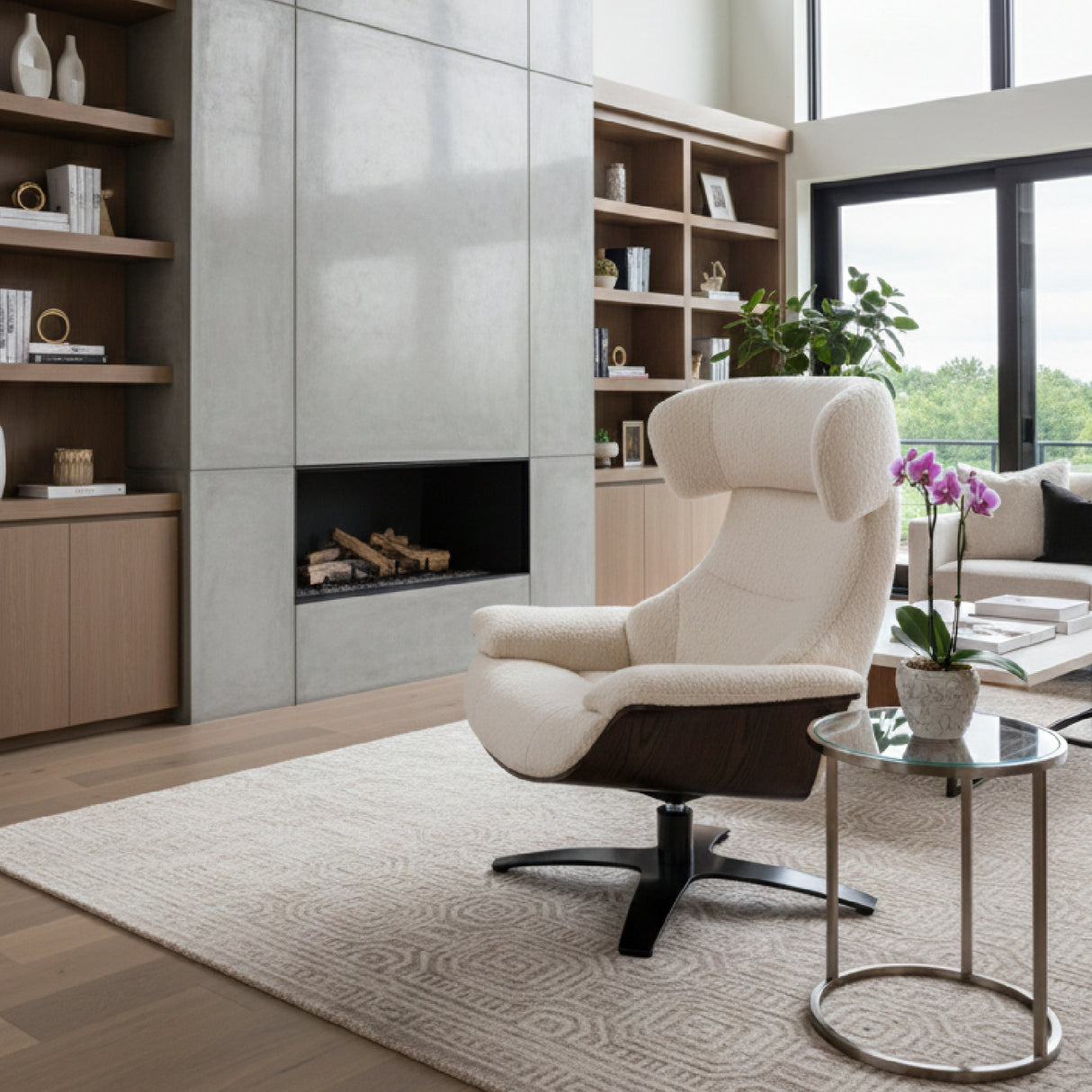 Beige Lounge Chair & Ottoman | Oroa.com