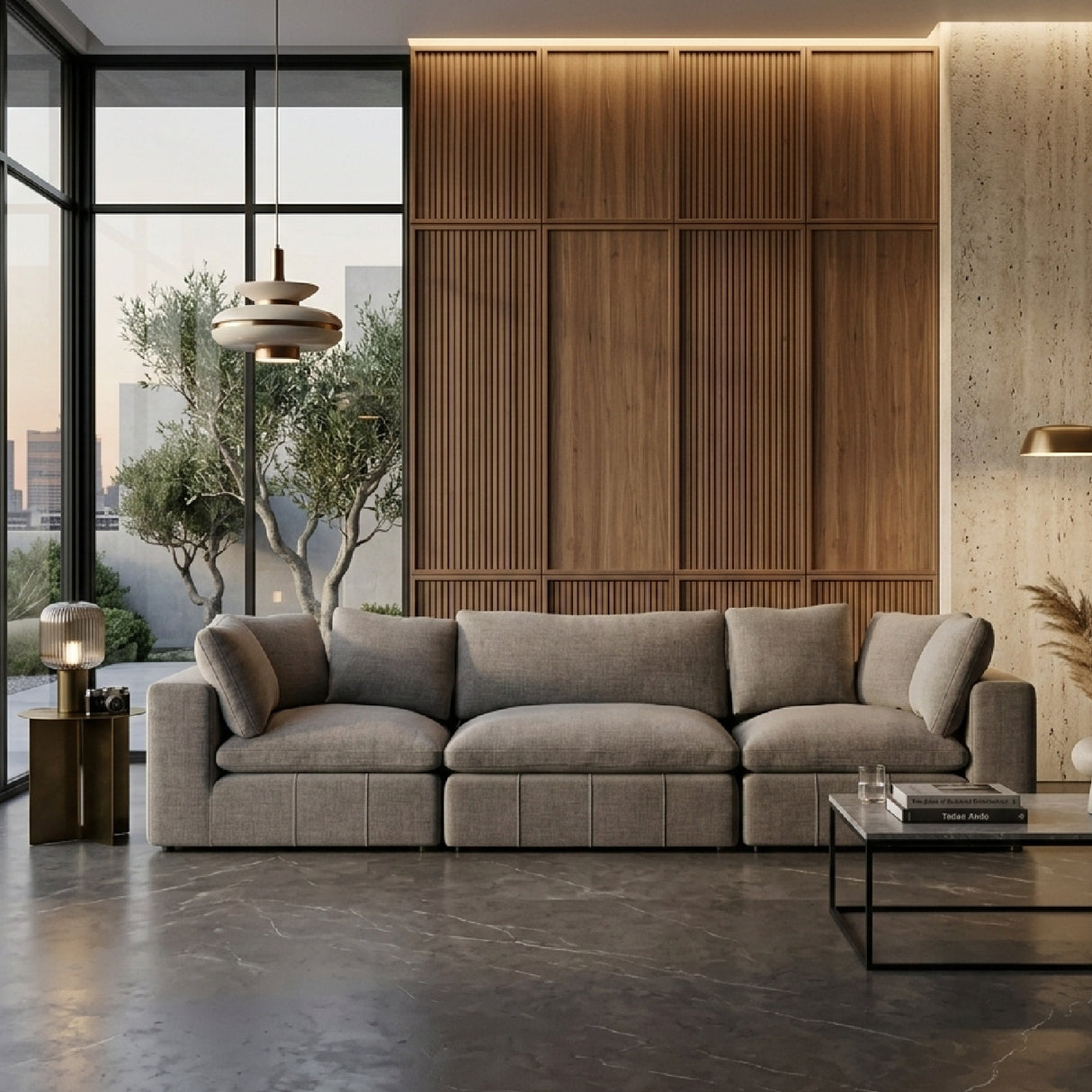 Gray Square-Armed Sectional Sofa | Oroa.com