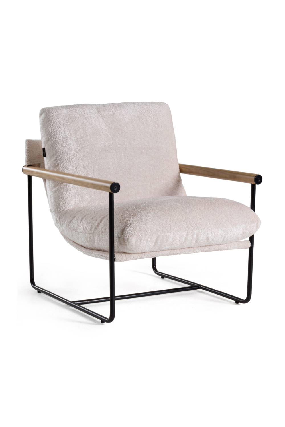 Wood-Armed Beige Accent Chair | Oroa.com