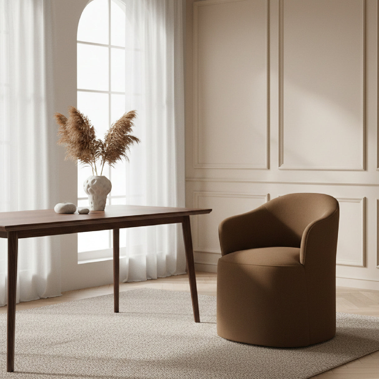 Brown Wheeled Dining Chair | Oroa.com