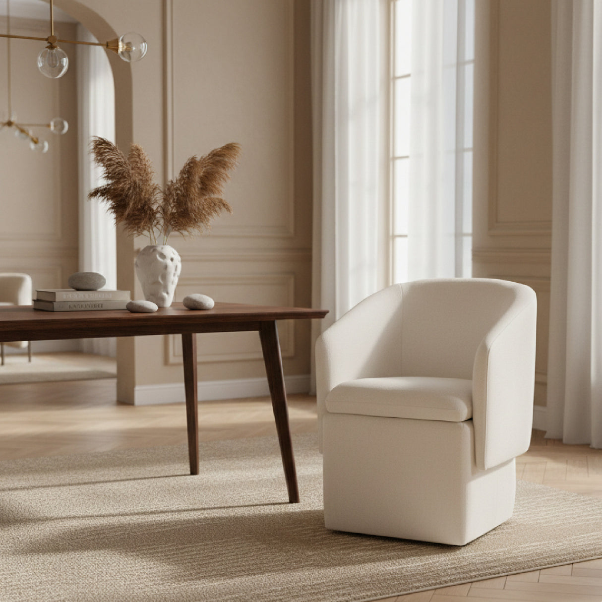 Curved Wheeled Dining Chair | Oroa.com