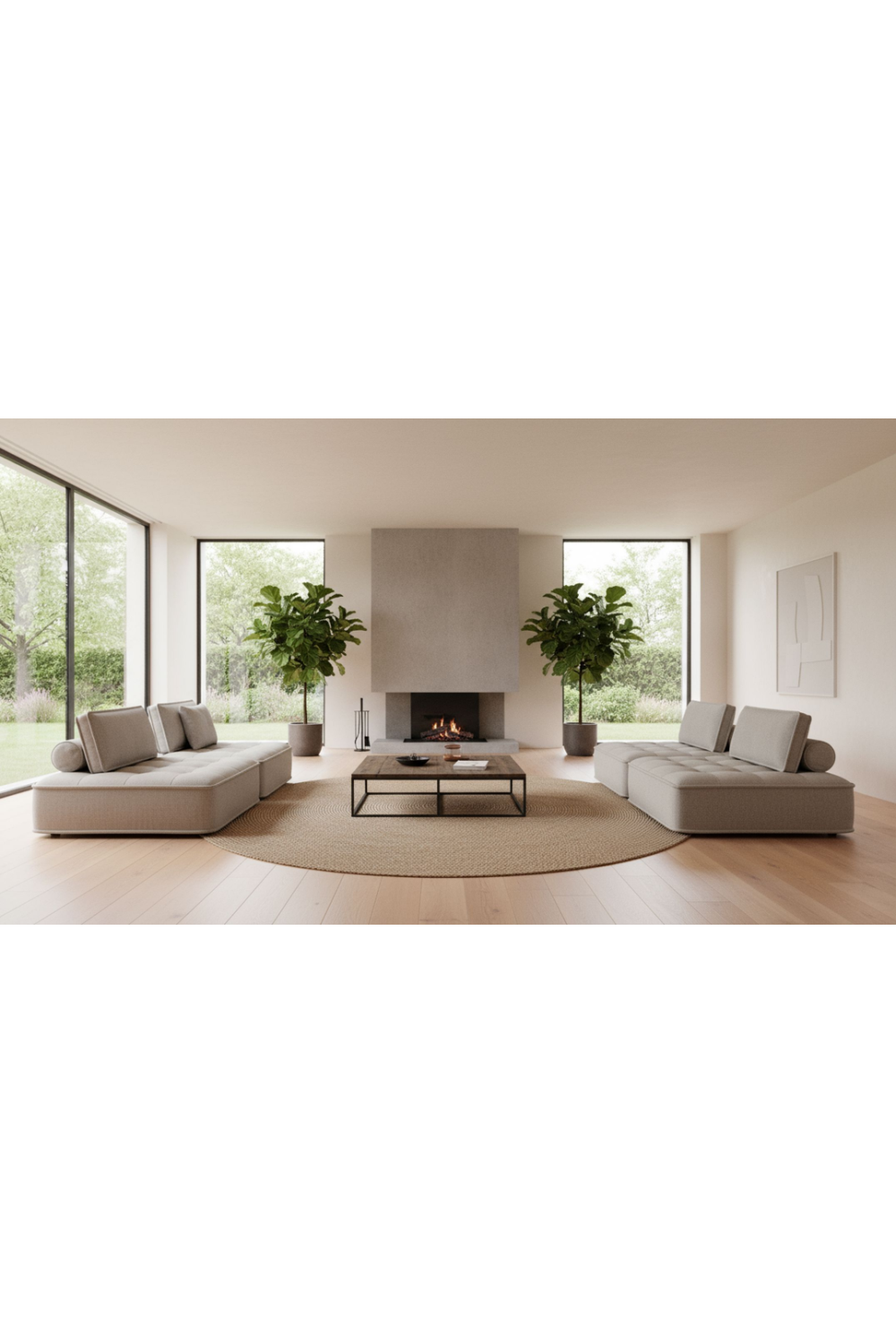Gray Fabric 4-Piece Sectional Sofa | Oroa.com