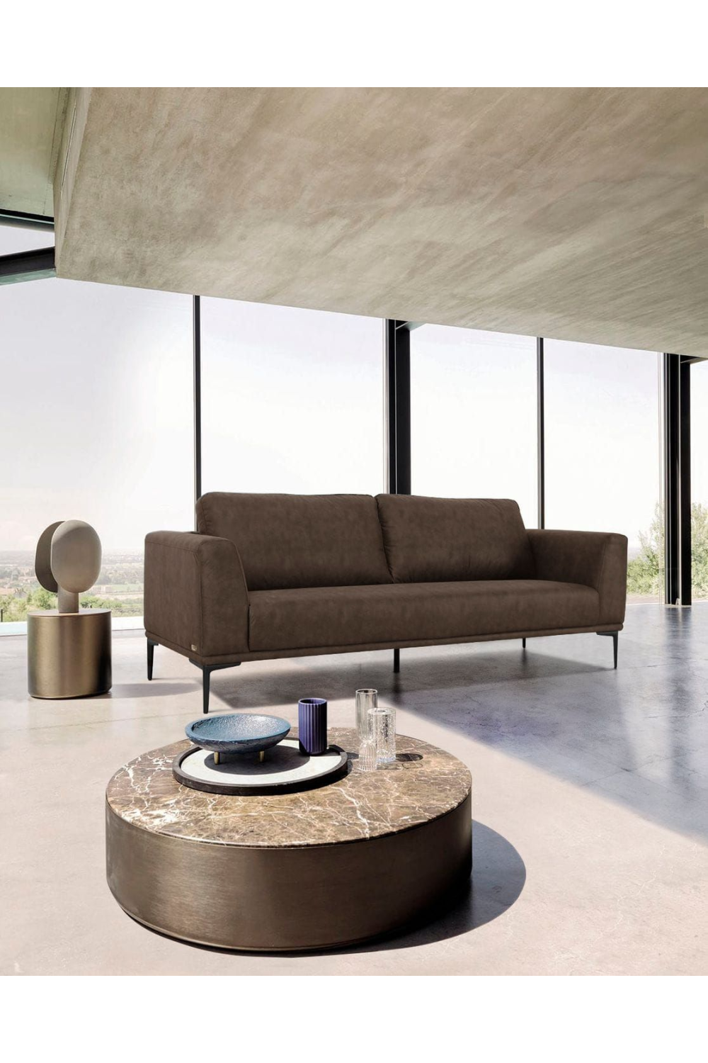 Brown Fabric Loveseat | Oroa.com