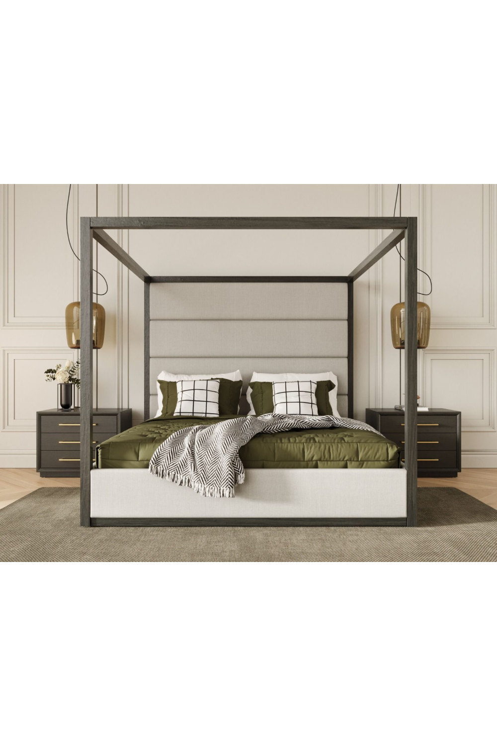 Gray Canopy Queen Bed | Oroa.com
