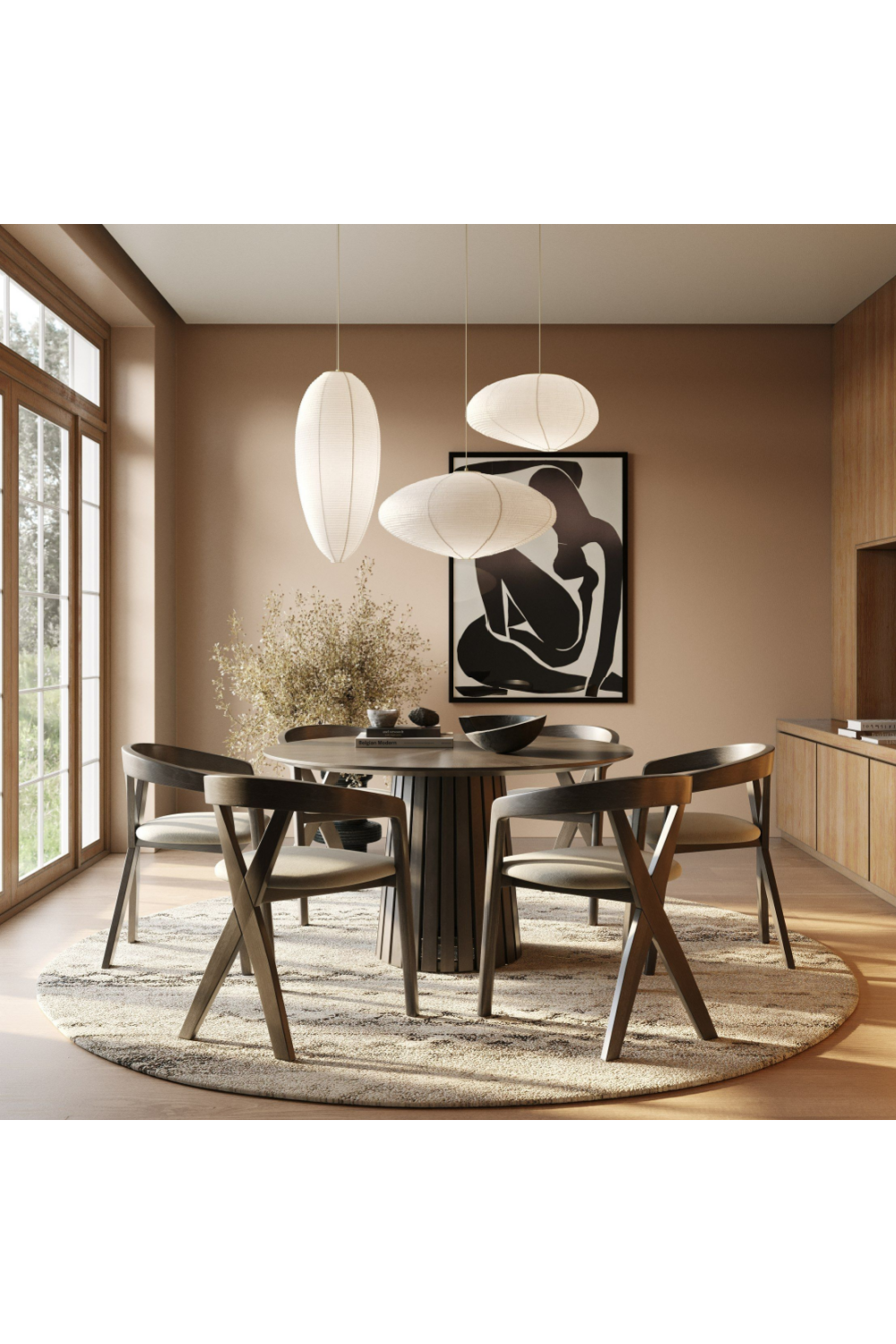 Wenge Veneer Round Dining Table | Oroa.com