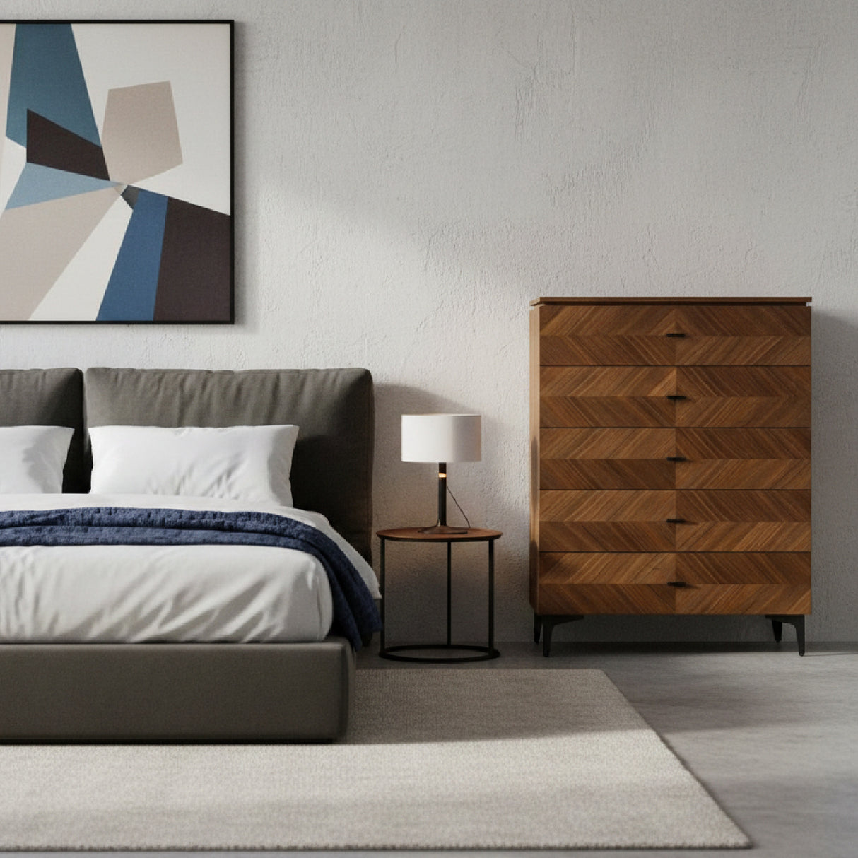 5-Drawer Walnut Veneer Chest | Oroa.com