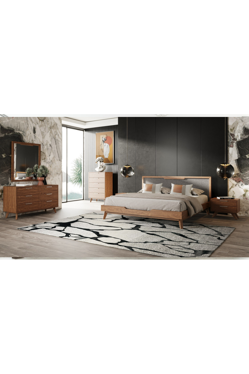 2-Drawer Walnut Nightstand | Oroa.com