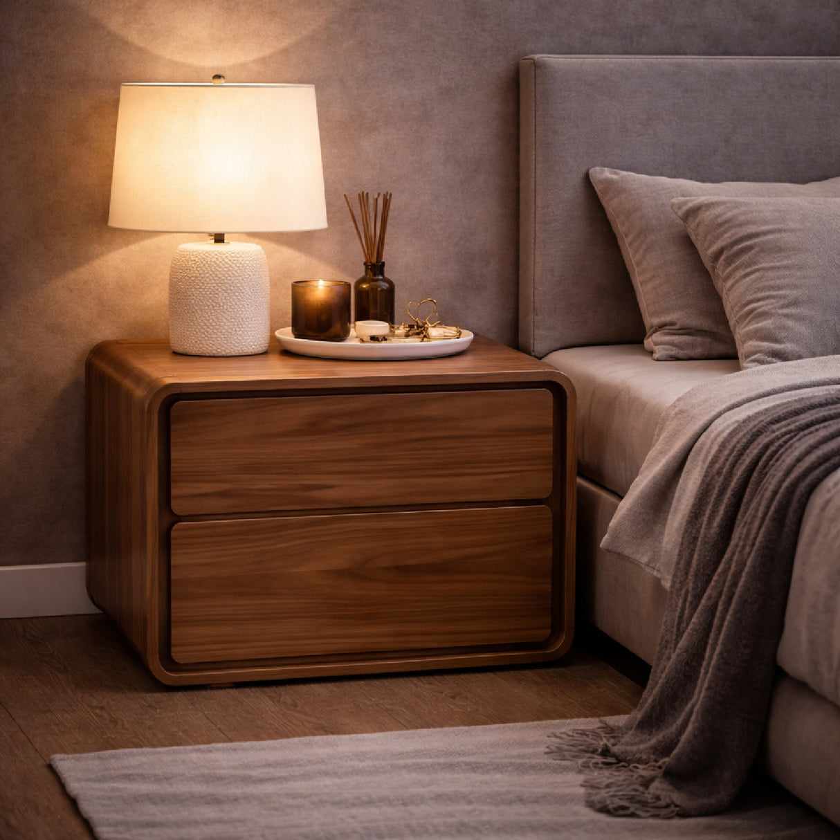 Solid Wood 2-Drawer Nightstand | Oroa.com