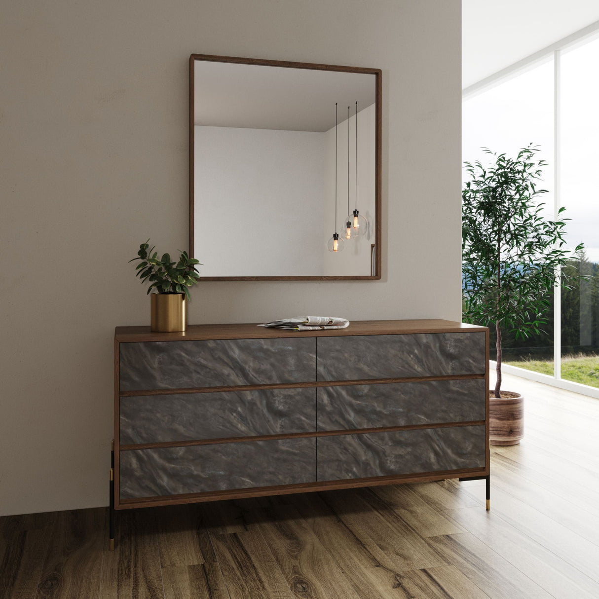 Volcanic Slate 6-Drawer Dresser | Oroa.com