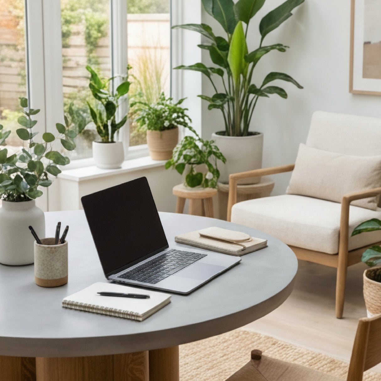 Walnut Base Round Dining Table | Oroa.com