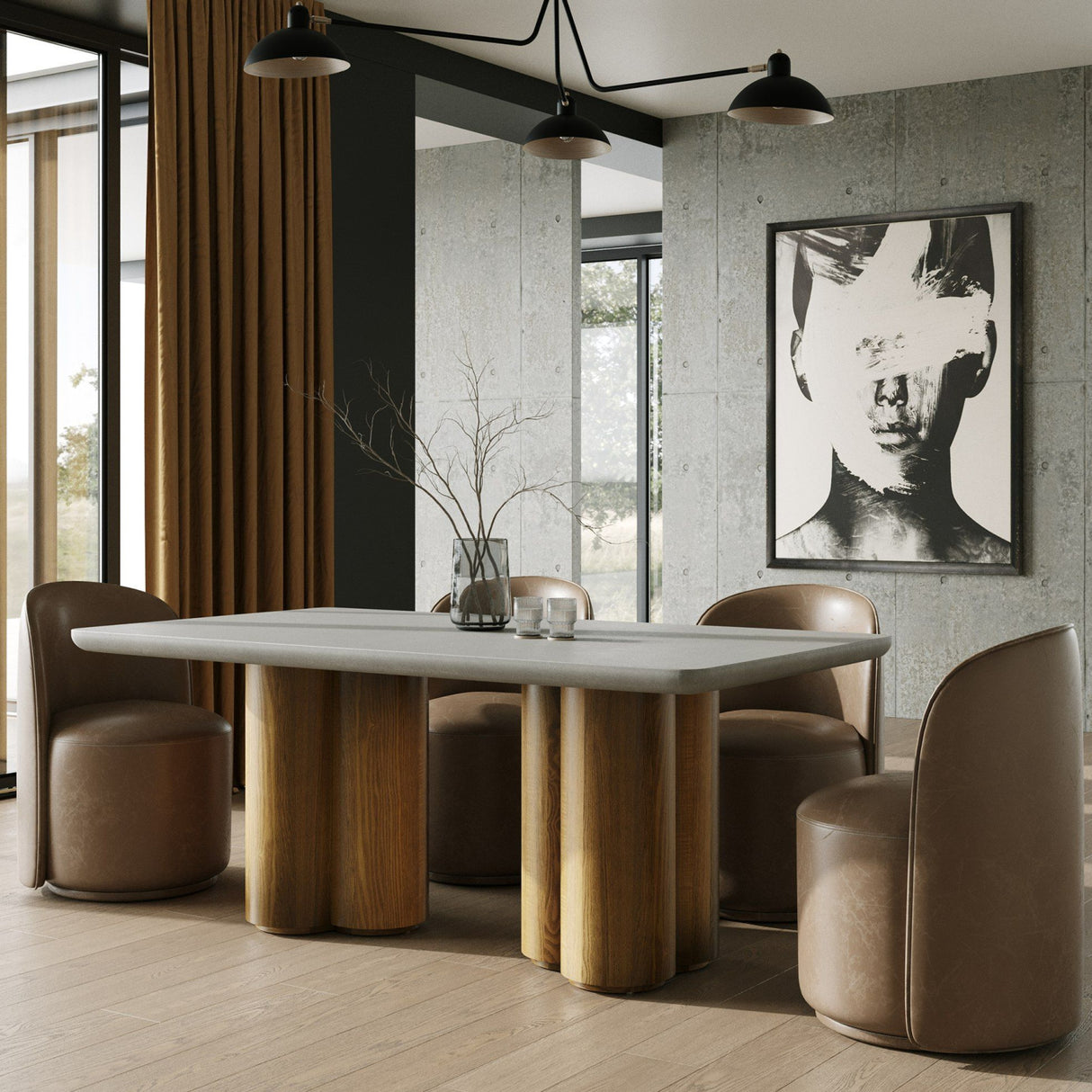 Walnut Base Rectangular Dining Table | Oroa.com