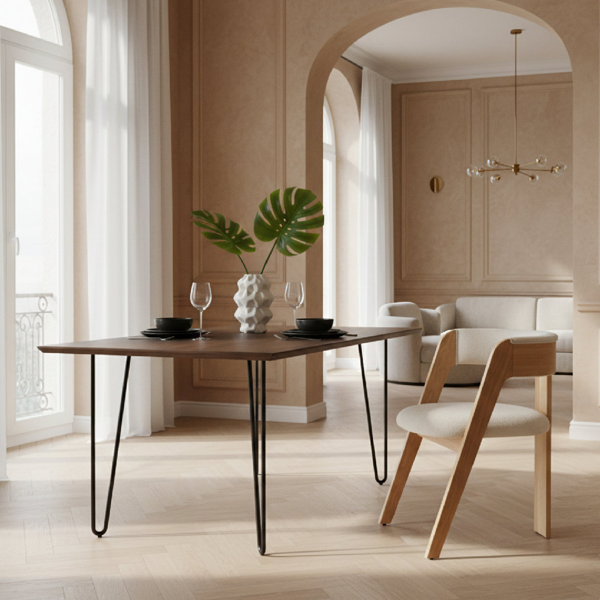 Wood Framed Curve Dining Chairs (2) | Oroa.com