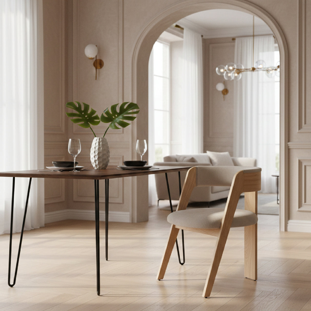 Wood Framed Curve Dining Chairs (2) | Oroa.com