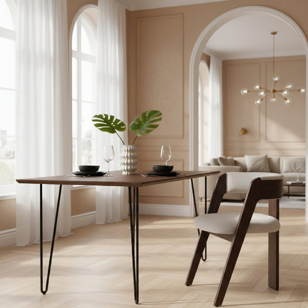 Wood Framed Curve Dining Chairs (2) | Oroa.com