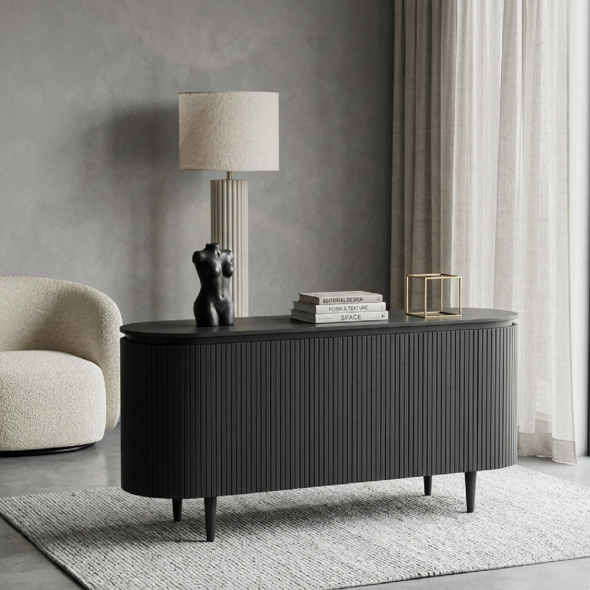 Oak 4-Door Oval Sideboard | Oroa.com