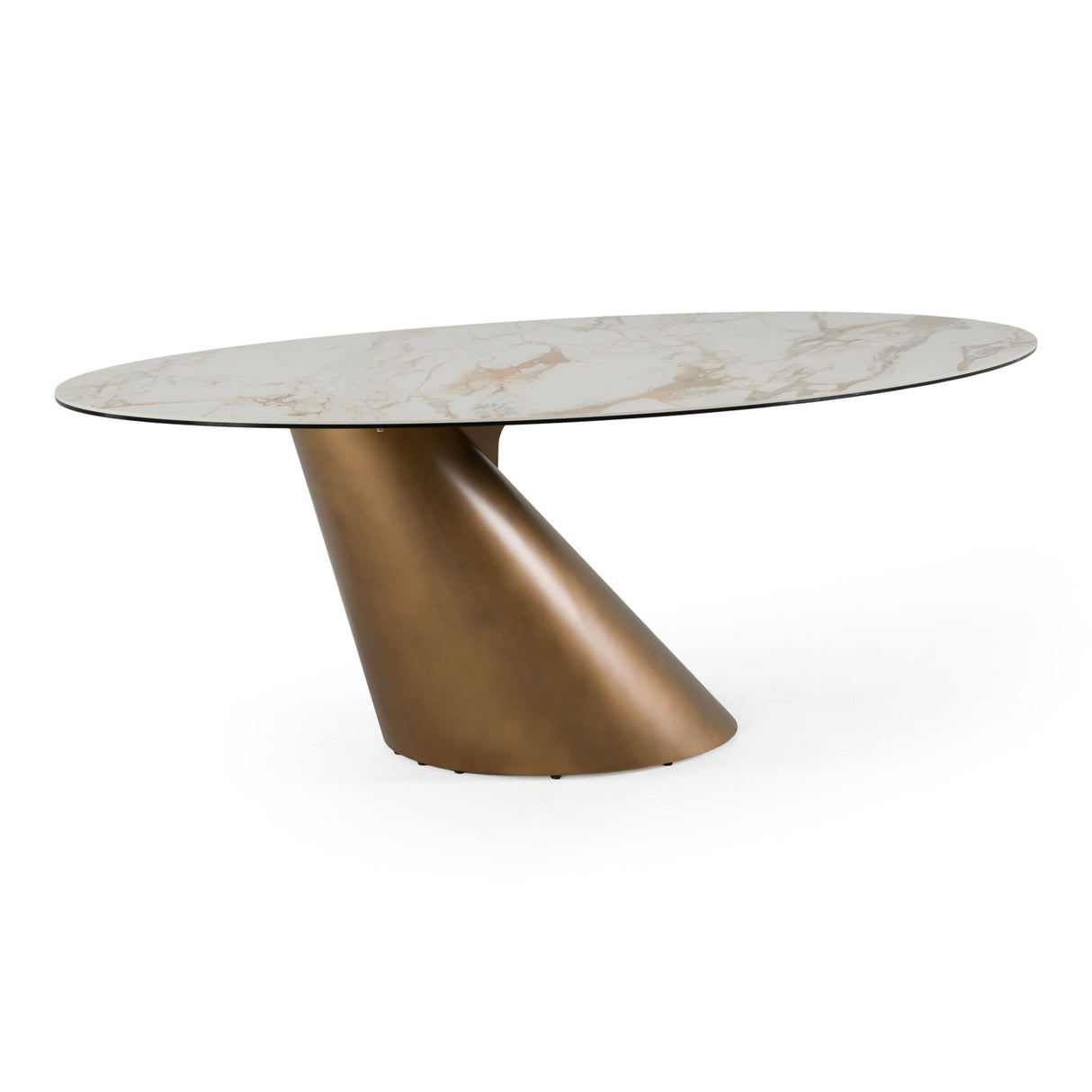 Modern European furniture - Brushed Brass Tilted Dining Table - www.oroa.com | Oroa.com