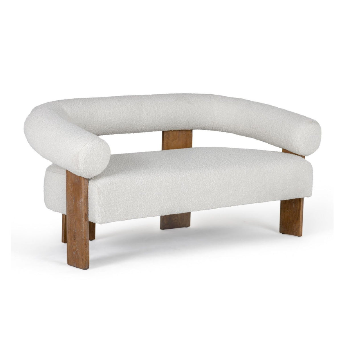 Oak-Framed White Loveseat | Oroa.com