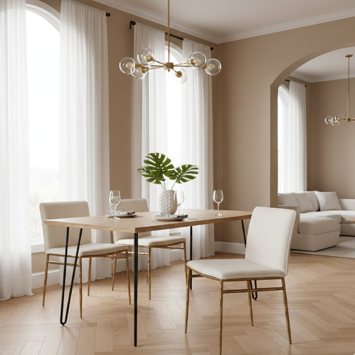 Brass-Framed Padded Dining Chair | Oroa.com