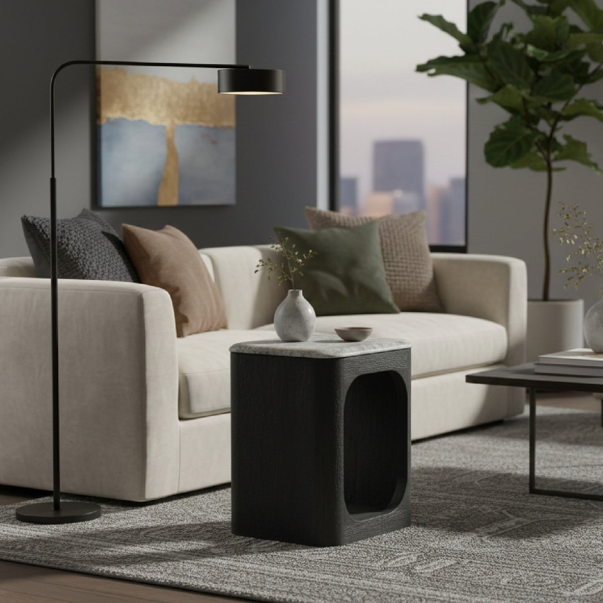 White Granite End Table | Oroa.com