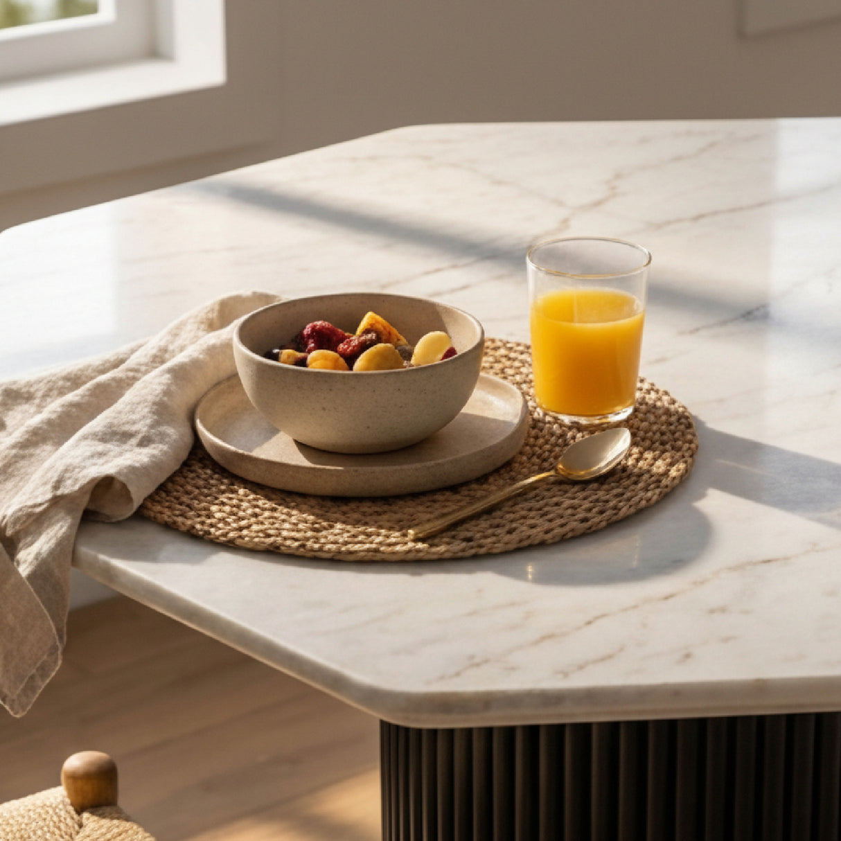 Hexagonal White Marble Dining Table | Oroa.com