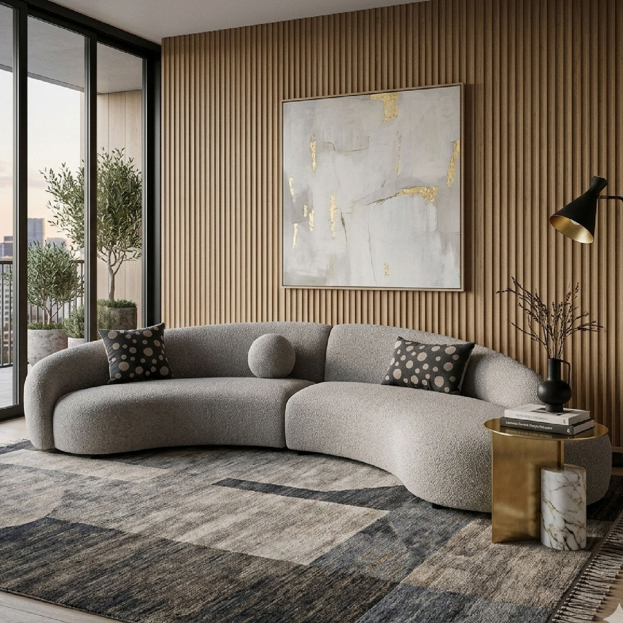Curved Gray Sectional Sofa | Oroa.com