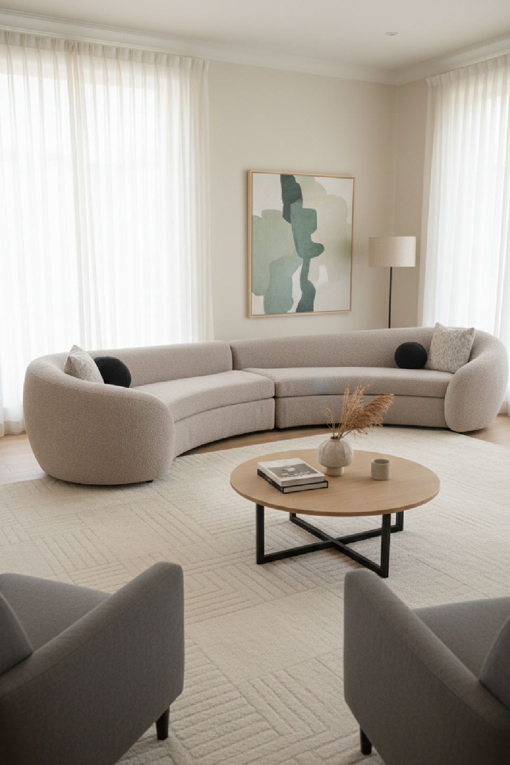 Gray Curved Sectional Sofa | Oroa.com