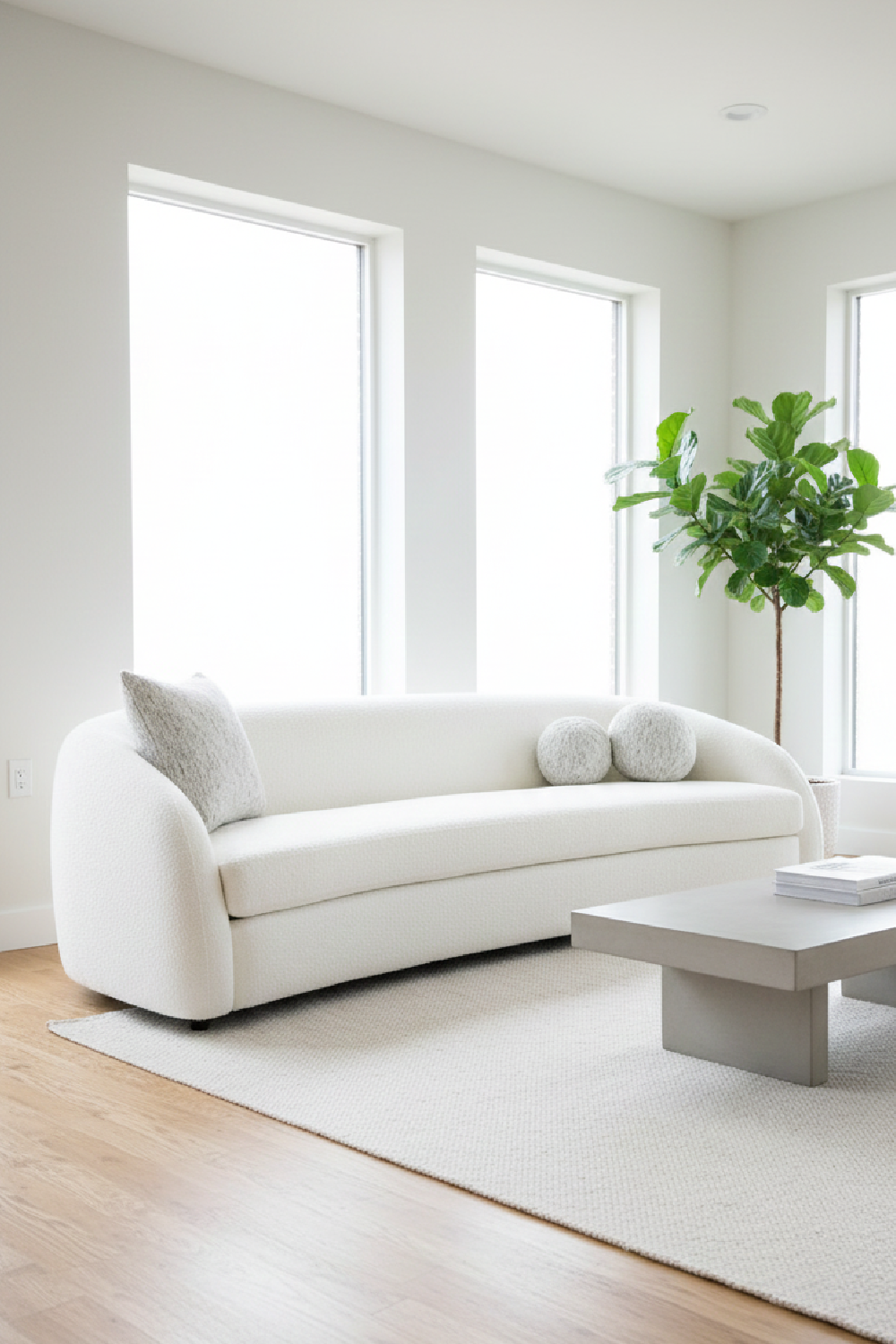 Curved White 4-Seater Sofa | Oroa.com