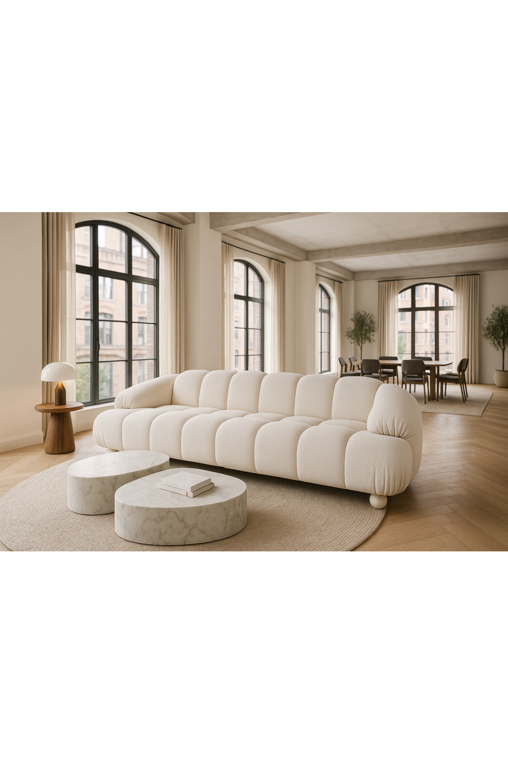 White Channeled 4-Seater Sofa | Oroa.com