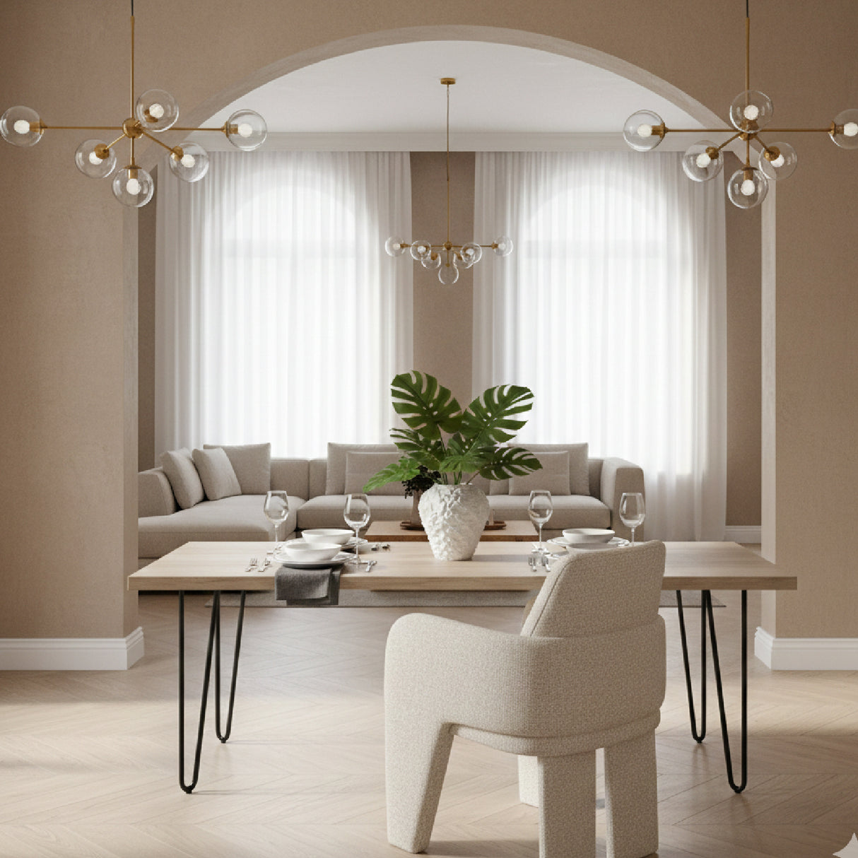 Beige Linen Dining Chair | Oroa.com