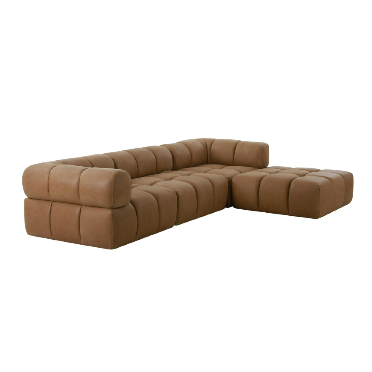 Brown Leather Armless Seat | Oroa.com