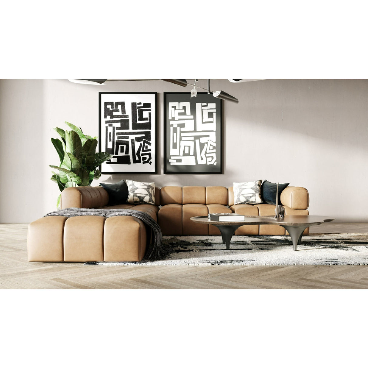 Brown Leather Armless Seat | Oroa.com