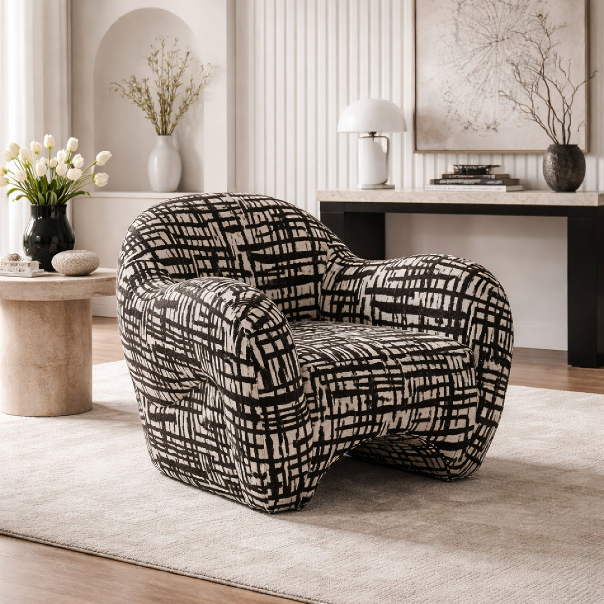 Black & Beige Patterned Accent Chair | Oroa.com
