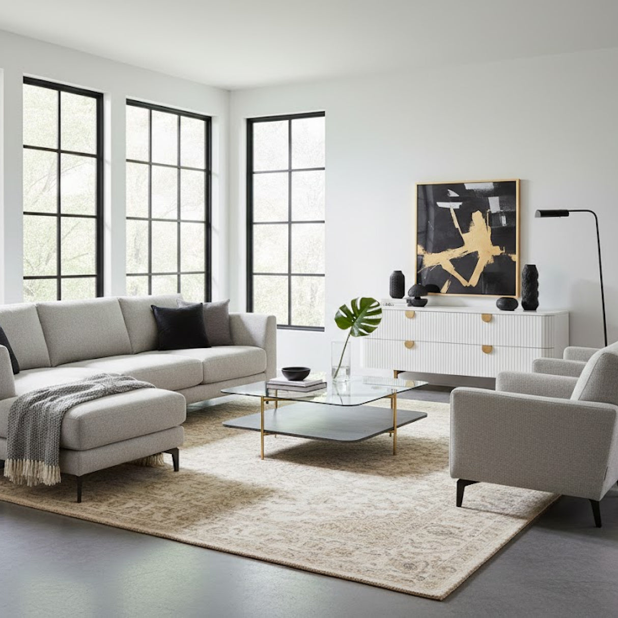 Gold-Framed Glass Coffee Table | Oroa.com