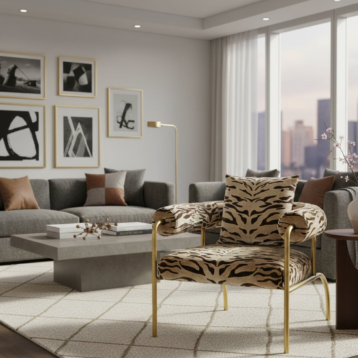 Gold Zebra Print Accent Chair | Oroa.com